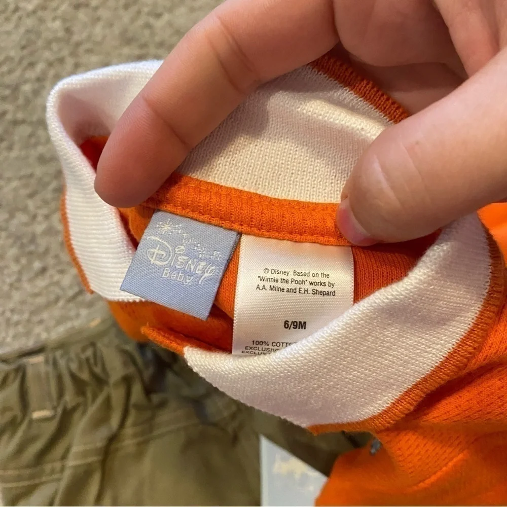 Vintage Tigger Matching Outfit NEW 6-9 Mos 90s Polo Onesie Hat Shorts Orange